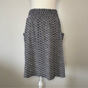 Geometric Pattern A-line Midi Skirt Navy White Merona Women’s Small 2/$15